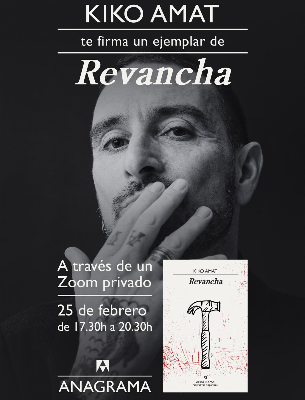 Kiko Amat firma ejemplares de Revancha, su nueva y adictiva novela, a través de Zoom