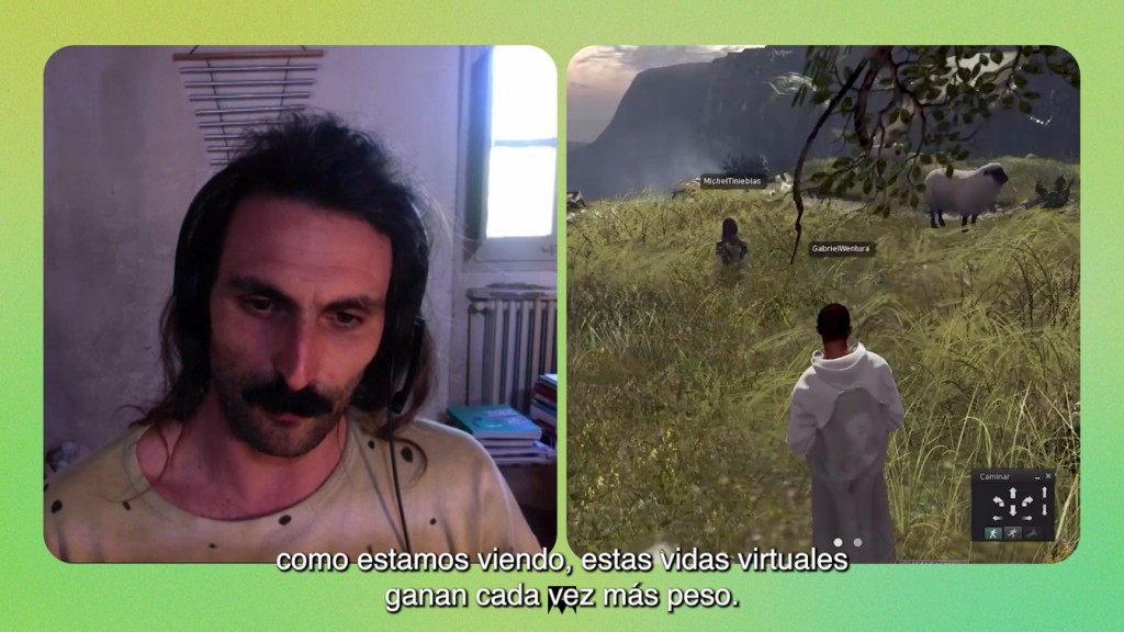 Gabriel Ventura conversa con Michel Nieva en un mundo virtual